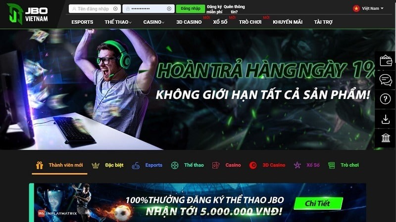 Hoàn trả tiền cược siêu hấp dẫn áp dụng cho mọi sảnh chơi của trang cược